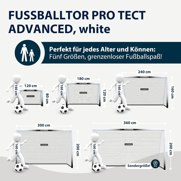 HUDORA Fussballtor Pro Tect 360 Advanced – Outdoor Fussballtor mit Netz und wetterfester Ummantelung