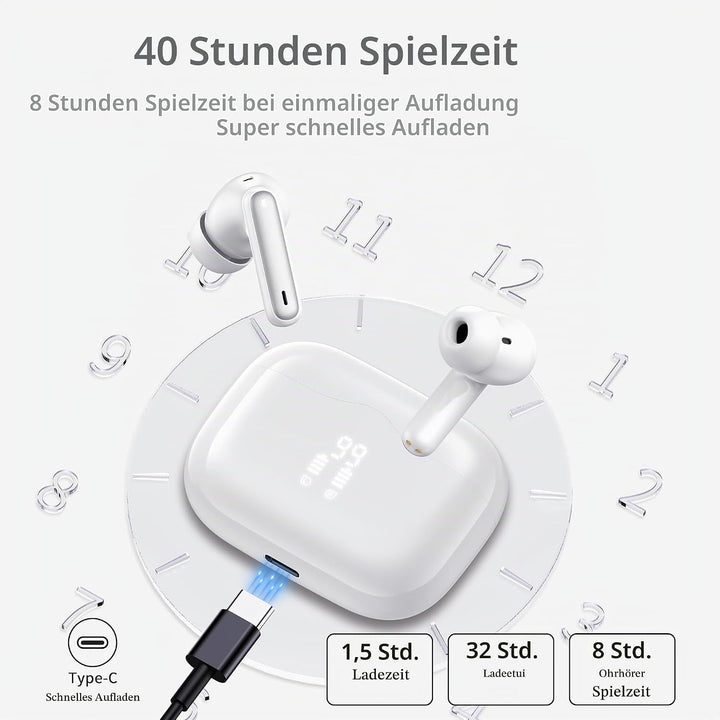 Bluetooth Kopfhörer, 2026 Kopfhörer Kabellos Bluetooth 5.4 mit 4 ENC Noise Cancelling Mics, Tiefer B