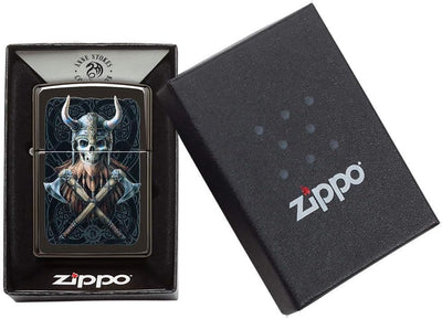 Zippo 49106 Unisex-Erwachsene Anne Stokes 2021 Viking Skull Design High Polish Blackpocket Classic L