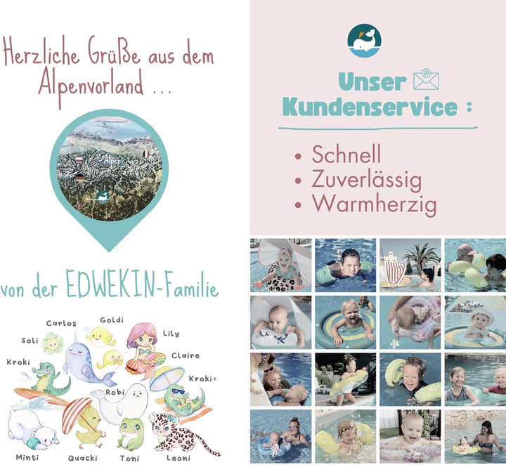 EDWEKIN® Einzigartiger Baby Schwimmring mit Leo Optik | Innovative Baby Schwimmhilfe mit Sonnenschut