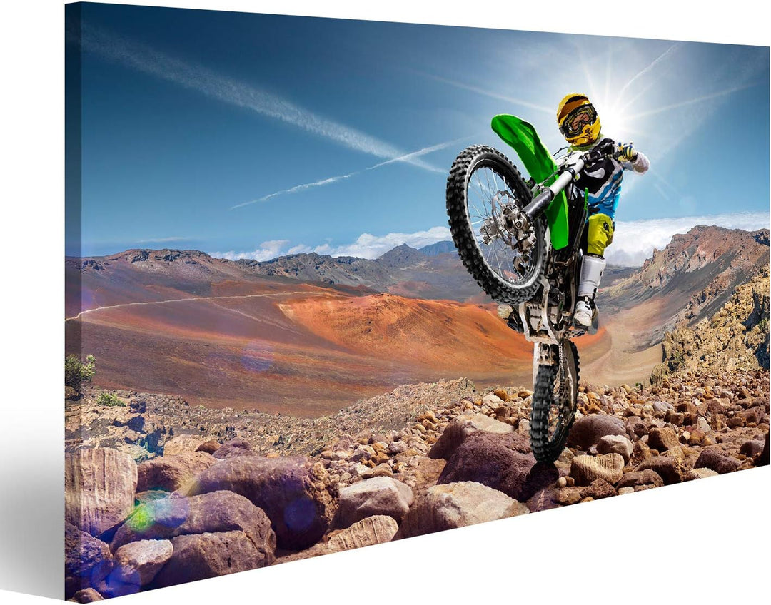 islandburner Bild auf Leinwand Dirt Bike Wheely Moto Cross BMX Bilder Wandbilder Poster Leinwand 80x