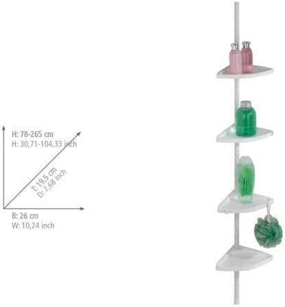 WENKO Teleskop Duschecke Easy Weiss Ø 1,9 cm, aus Aluminium Weiss, Weiss