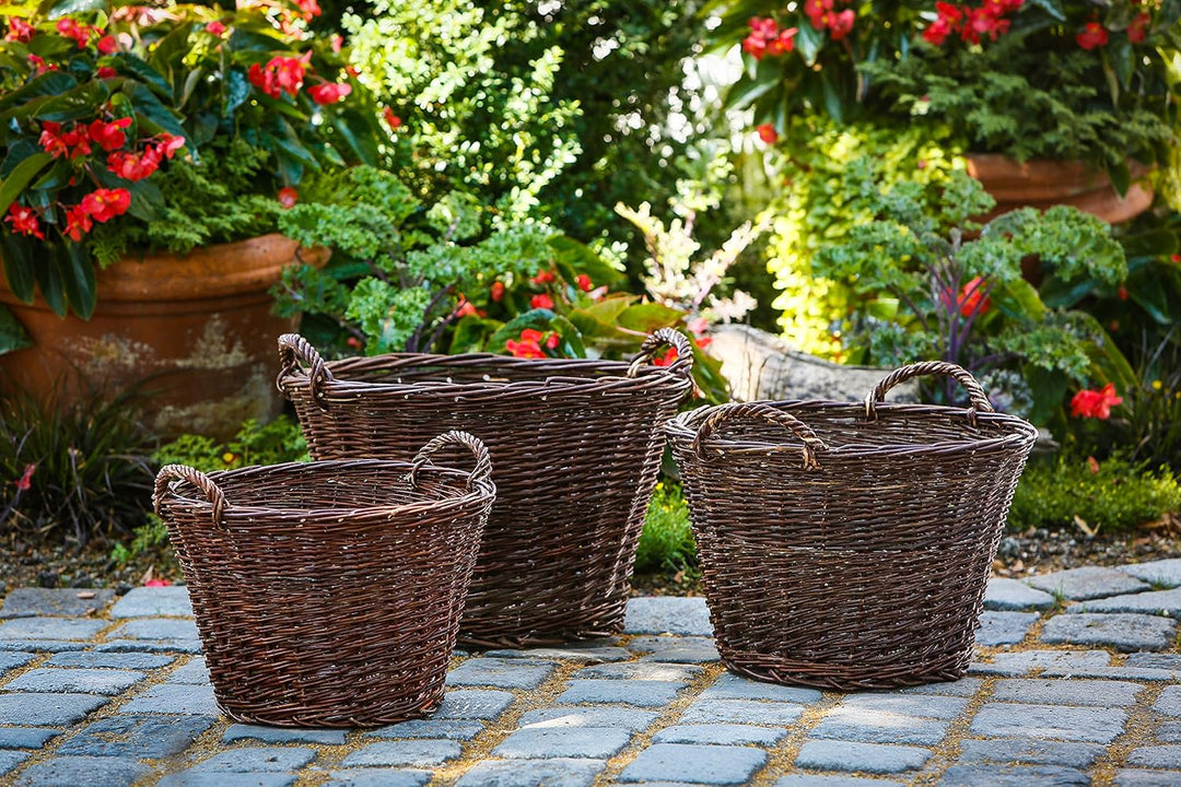 WEIDENPROFI Weidenkorb, Erntekorb aus dunkler Weide, rund mit Henkel, ca. Ø 55 cm x 38 cm hoch