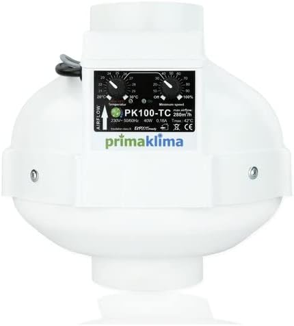 Grow Abluft Set temperatur gesteuert 280 m³/h Prima Klima Filter 360m³/h und Nito Abluftschlauch