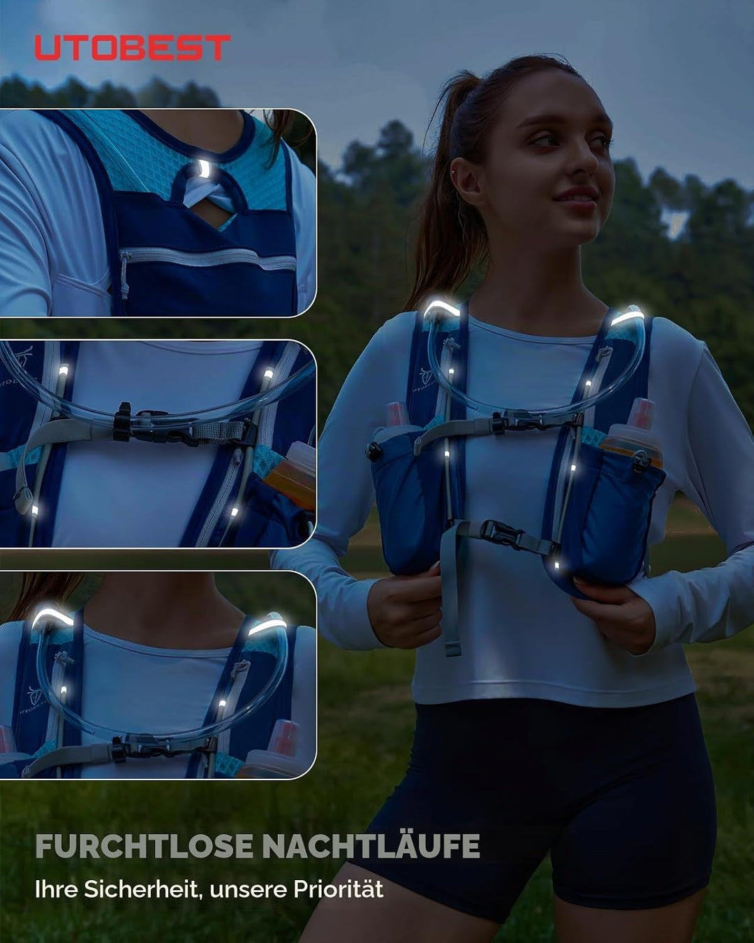 UTOBEST Trinkrucksack 5L, Laufweste, Herren Damen Ultraleicht Laufrucksack für Laufen, Marathon, Jog