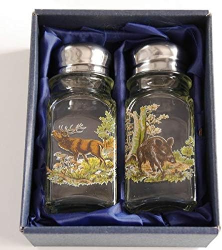 GTK - Geweihe & Trophäen KRUMHOLZ Salz & Pfeffer Streuer Set mit farbigen Jagdmotiv