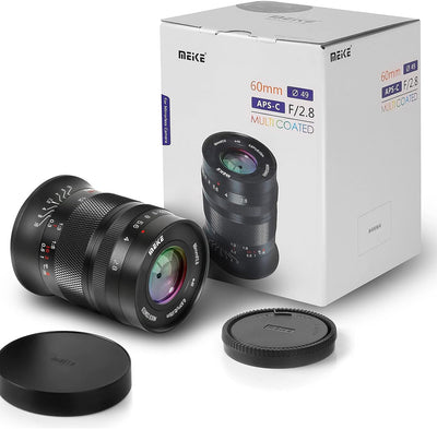 Meike 60mm F2.8 Vergrösserung Makro Manual Focus APS-C Objektiv Kompatibel mit Sony E Mount Mirrorle