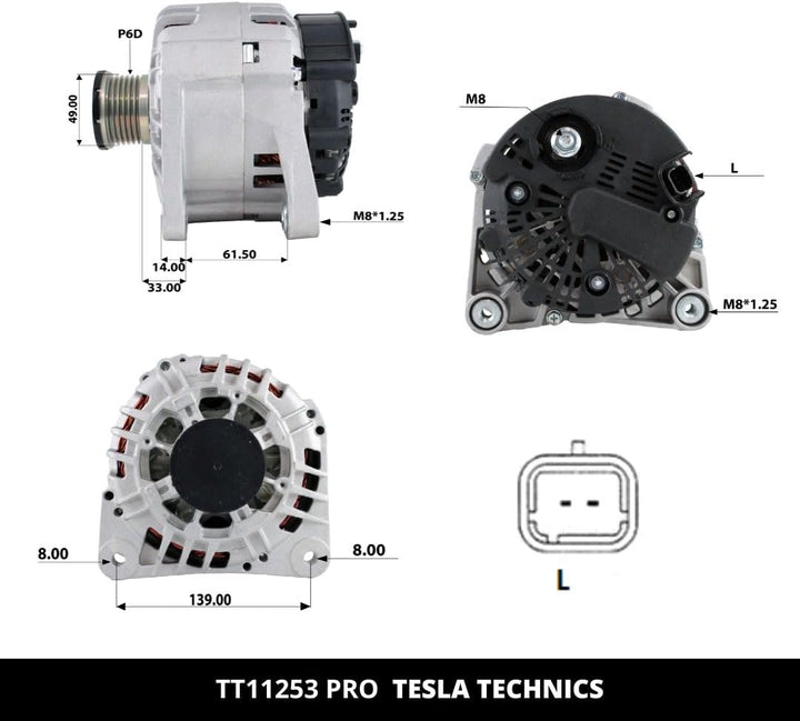 TT11253 PRO. LICHTMASCHINE 12V, alternator 125A, kompatibel mit RENAULT, OPEL, auto-lichtmaschinen f
