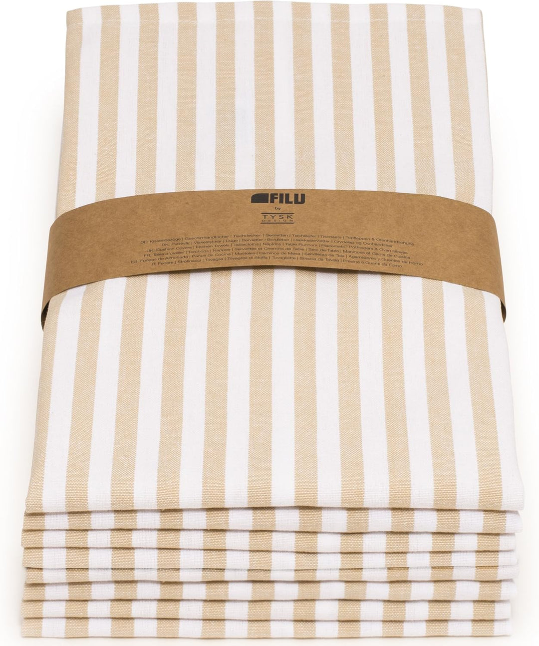 FILU Geschirrhandtücher 8er Pack Beige/Weiss gestreift (Farbe und Design wählbar) 45 x 70 cm - hochw