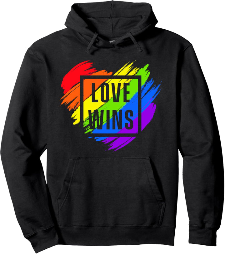 Liebe Gewinnt Herz Regenbogen Lesbisch Schwul Homosexuell Pullover Hoodie