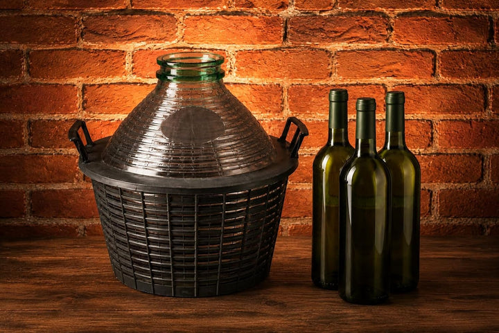 Glas-Demijohn Ballon in Kunststoffkorb Aufbewahrung Weinherstellung Weithals Ballon Fermenter (10 l
