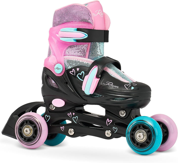 RAVEN 3in1 Inline Skates Triskates Rollschuhe Inliner für Kinder Mädchen verstellbar 27-30 (16,5cm-1