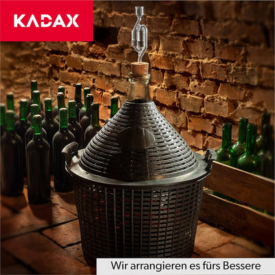 KADAX Glasballon, Gärballon mit Kunststoffkorb, Gummistopfen, schmale Öffnung, Weinballon, Flasche,