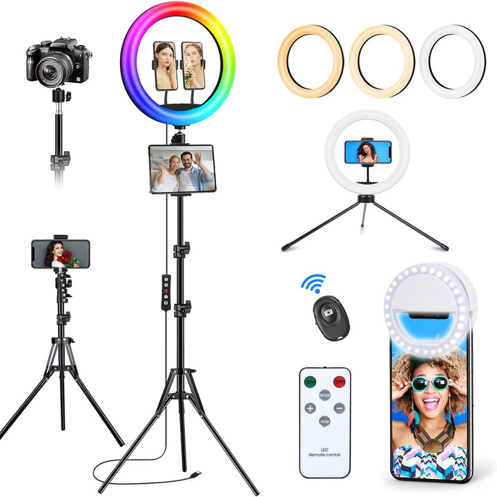 Vlogging 13" Ringlicht mit Stativ Handy, Tisch LED Ring Light Handystativhalter mit ringlicht Dimmba