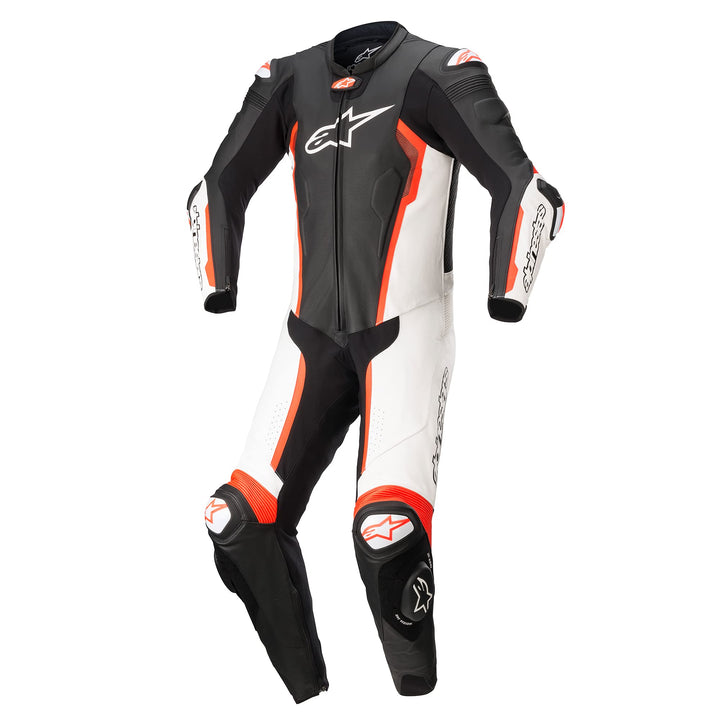 Alpinestars Missile V2 1-Teiler Motorrad Lederkombi, schwarz/weiss/rot, 58 | Mit Protektoren 58 schw