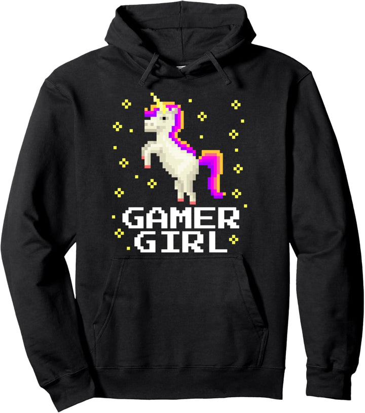 Einhorn-Videospieler-Mädchen Pullover Hoodie