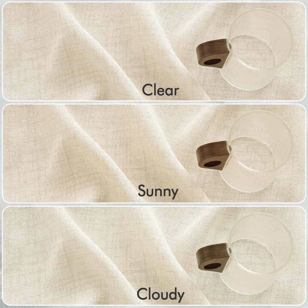 MIULEE Leinen Vorhänge mit Leinen Ringe Effekt Wohnzimmer Modern Semi-transparent Voile Vorhang Natu