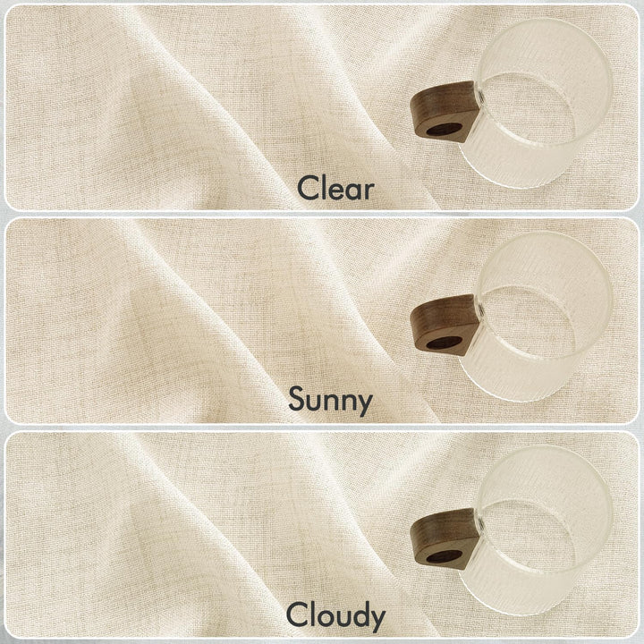 MIULEE Leinen Vorhänge mit Leinen Ringe Effekt Wohnzimmer Modern Semi-transparent Voile Vorhang Natu