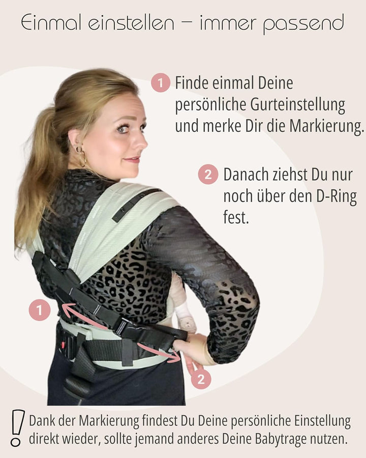 Hoppediz Primeo Babytrage für Neugeborene – Ergonomische Babytrage aus 100% kbA Baumwolle – Bauchtra