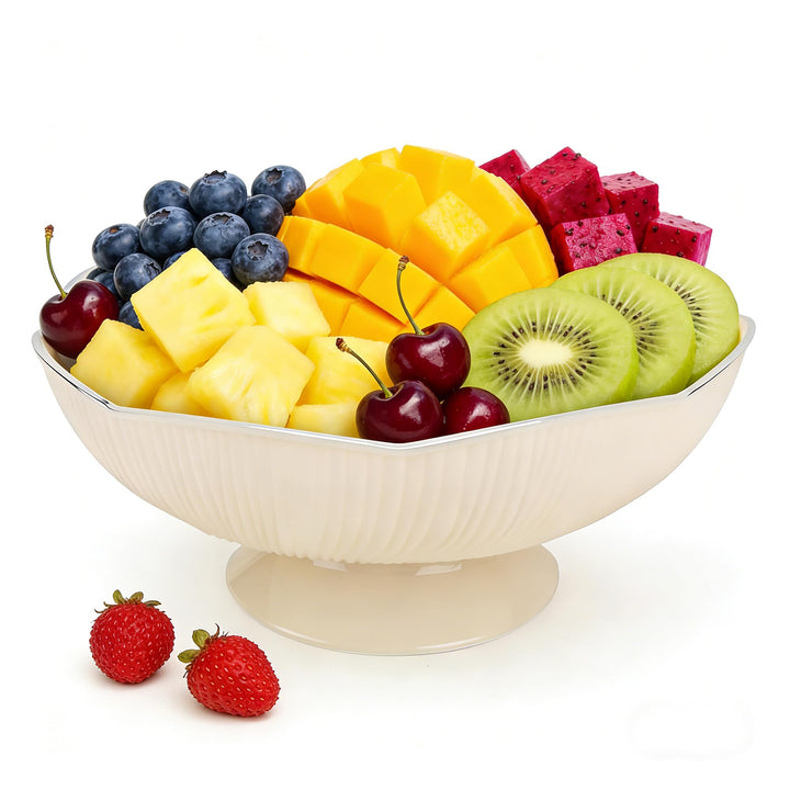 Süssigkeiten Obstschale modern Dekoschale mit Fuss Obst Gemüse Aufbewahrung Küche Beige 2 Stück, Bei