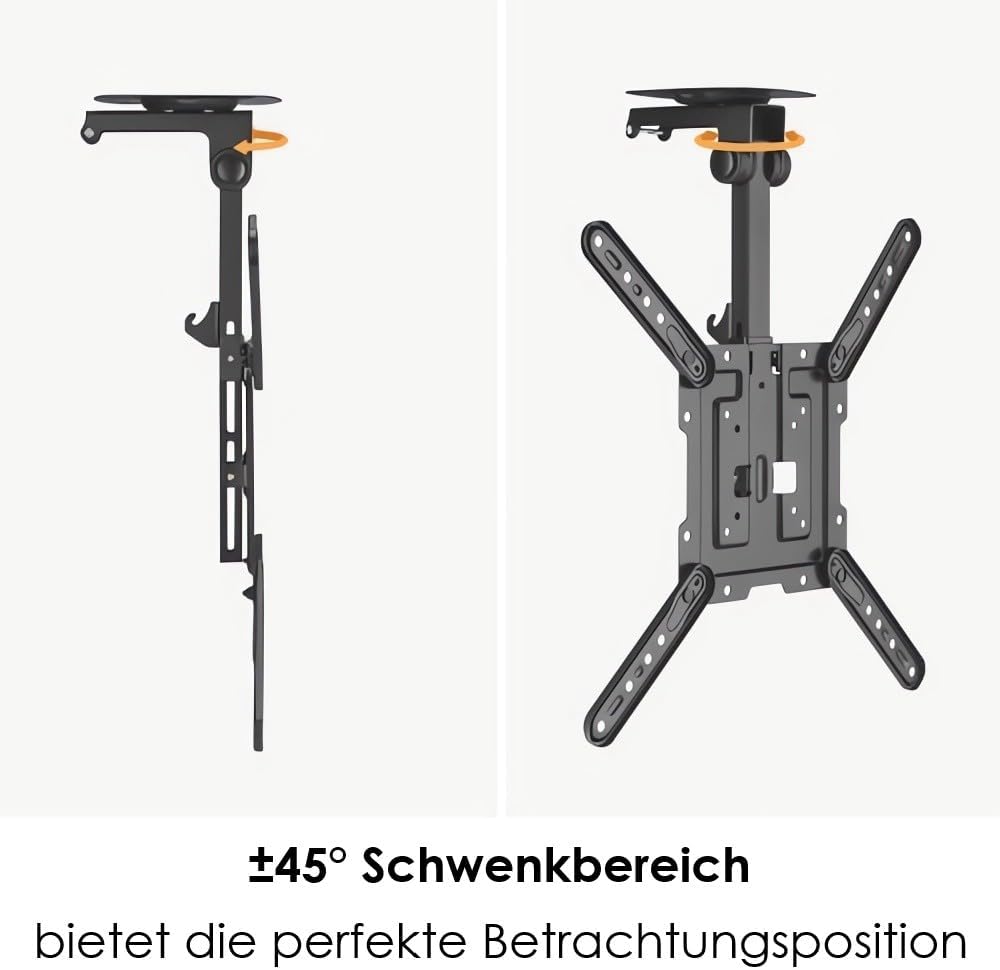 ARLI TV Deckenhalterung klappbar 23–55 Zoll neigbar schwenkbar faltbar Halter VESA bis 400×400 höhen