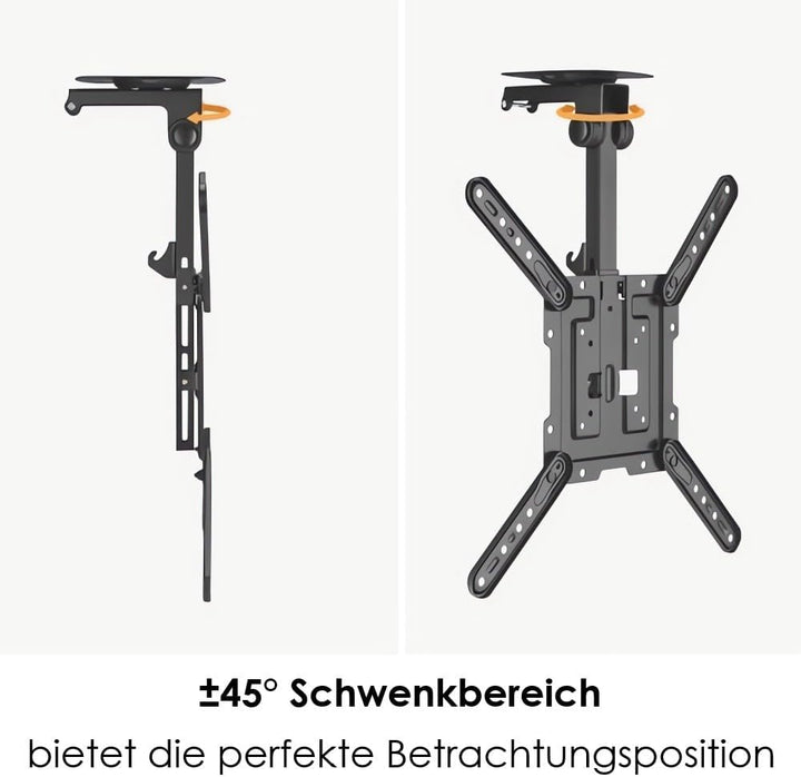 ARLI TV Deckenhalterung klappbar 23–55 Zoll neigbar schwenkbar faltbar Halter VESA bis 400×400 höhen