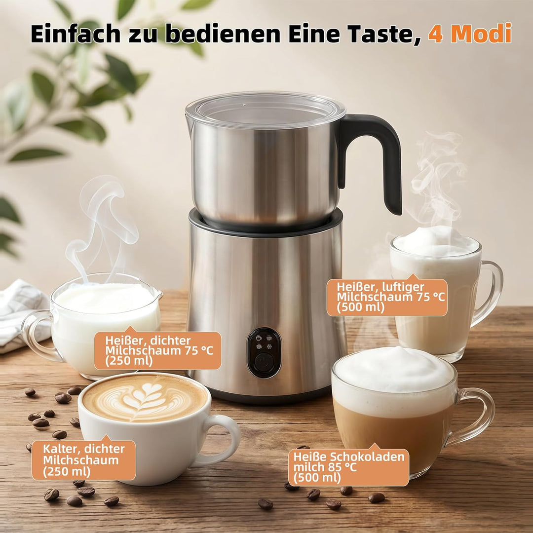 NAPASA Geteilter Elektrisch Milchaufschäumer für 250 ml Cremigen Milchschaum und 500 ml Heisse Milch