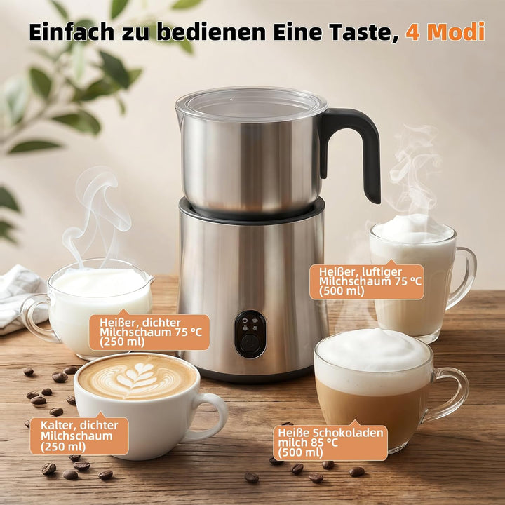 NAPASA Geteilter Elektrisch Milchaufschäumer für 250 ml Cremigen Milchschaum und 500 ml Heisse Milch