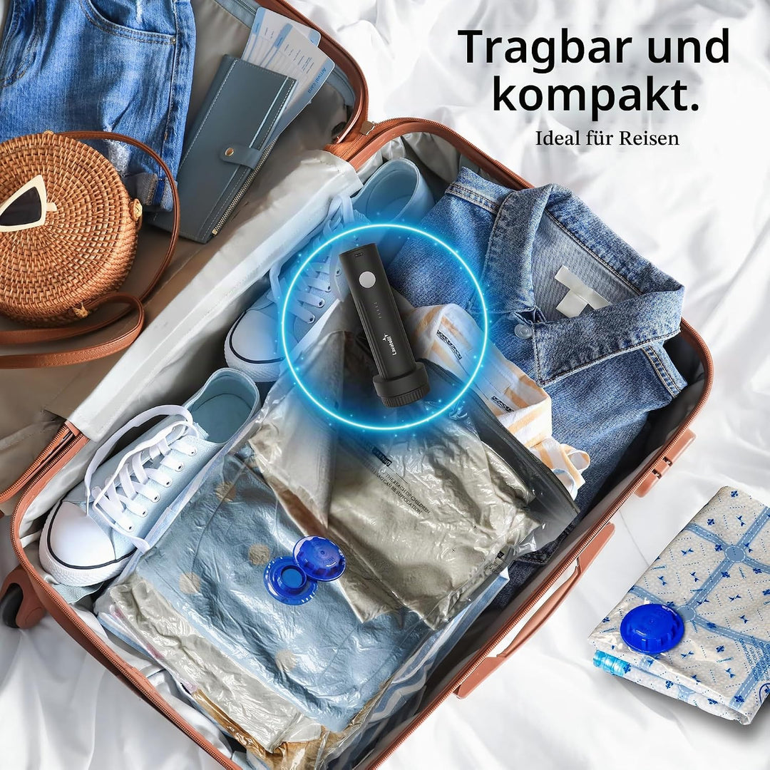 Lavatelli Ultimate Travel Set mit kabelloser USB-C Pumpe &amp; 12 Vakuumbeuteln (6x 40x45 + 6x 40x60 cm)