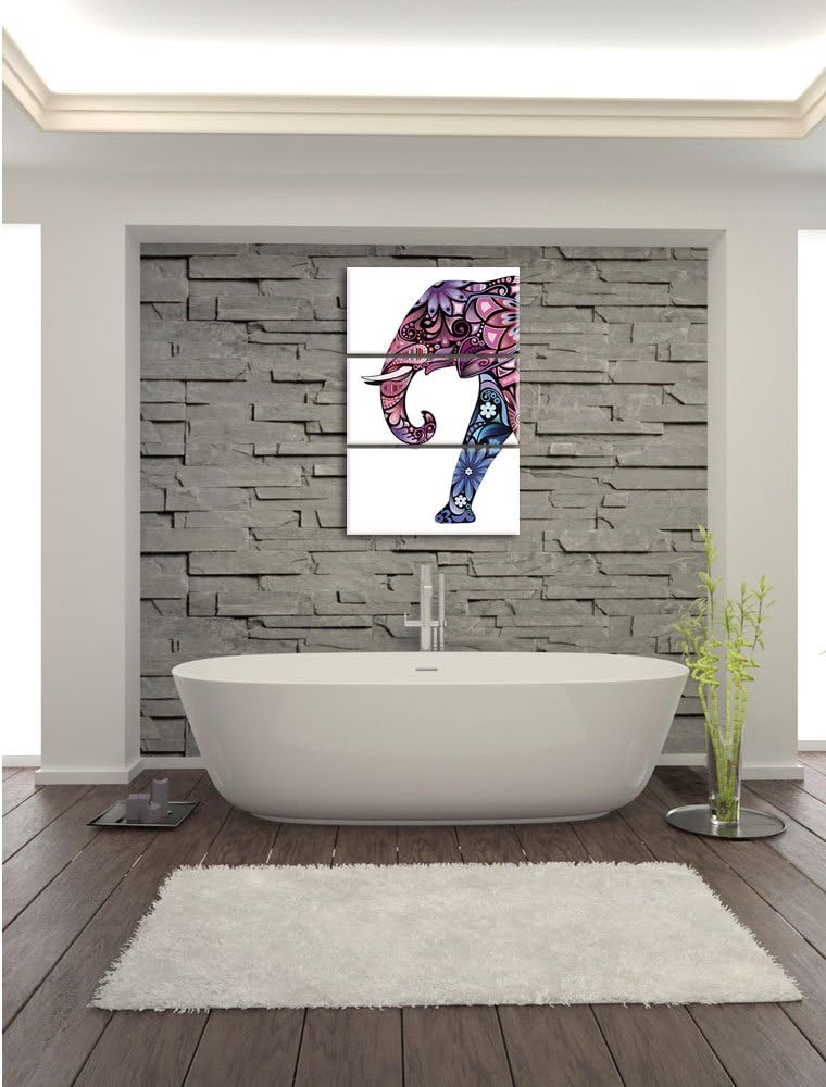 Pixxprint Elefant mit Ornamenten 3-Teiler Leinwandbild 120x80 Bild auf Leinwand