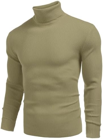 COOFANDY Herren Rollkragen Pullover Langarmshirt Feinstrick Sweater Rollkragen Freizeit Slim fit Bas