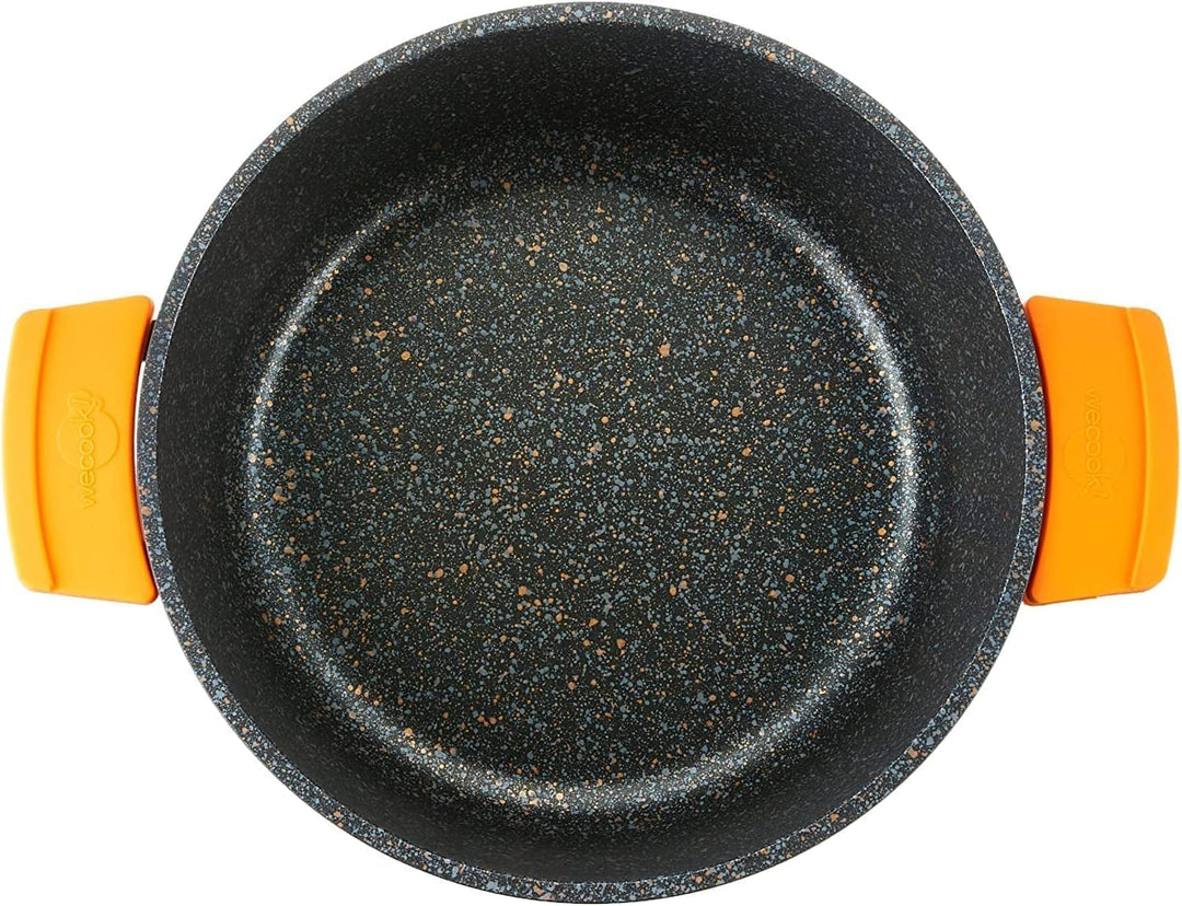 WECOOK! Ecochef Titan Niedrige Kochtopf 30cm Induktion mit Glasdeckel, Antihaftbeschichtung QUANTANI