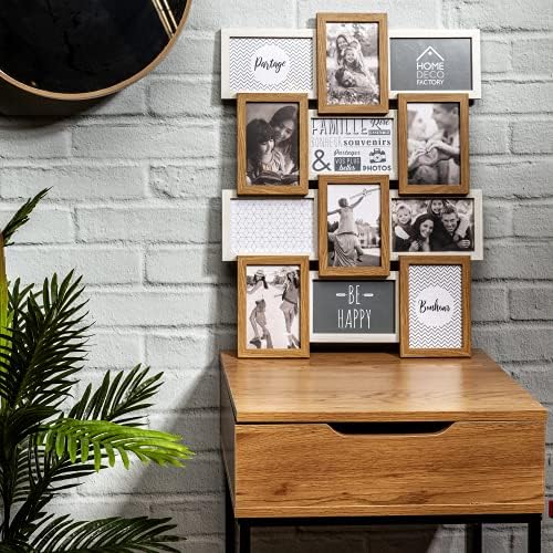 Home Deco Factory Bilderrahmen für 12 Bilder, 44cm x 3cm x 58cm, Beige/Weiss