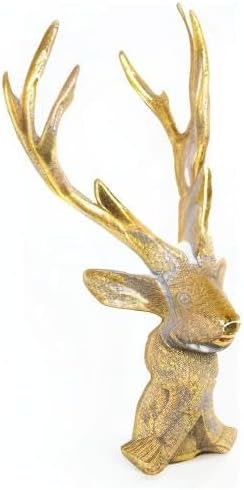 Logbuch-Verlag Grosser Hirsch Kopf mit Geweih Gold edel exklusiv Büste Weihnachten Dekoobjekt zum Hi