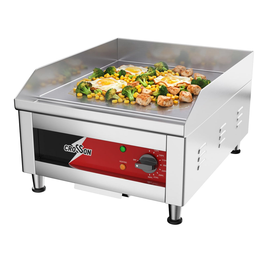 CROSSON 40 * 40CM Kommerzielle elektrische Arbeitsplattengrillplatte, flacher Grill mit antihaftbesc