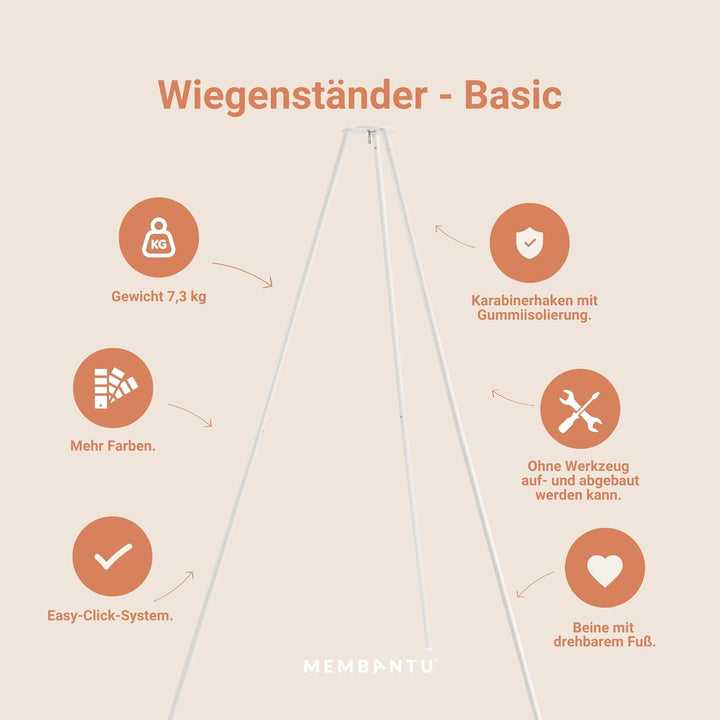 Premium Federwiegenset – Federwiege Premium aus 100% Bio-Baumwolle mit Öko-Wollmatratze, Baldachin &