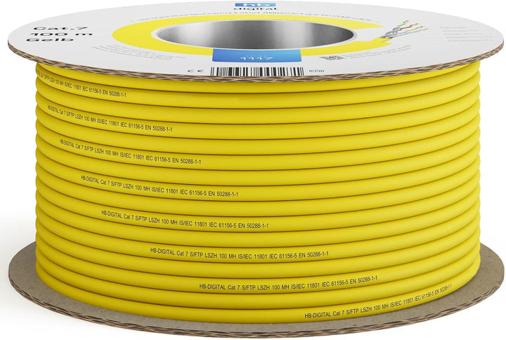 HB-DIGITAL 100m CAT.7 Netzwerkkabel LAN Kabel Verlegekabel AWG 23 Reines Kupfer S/FTP PiMF LSZH Halo