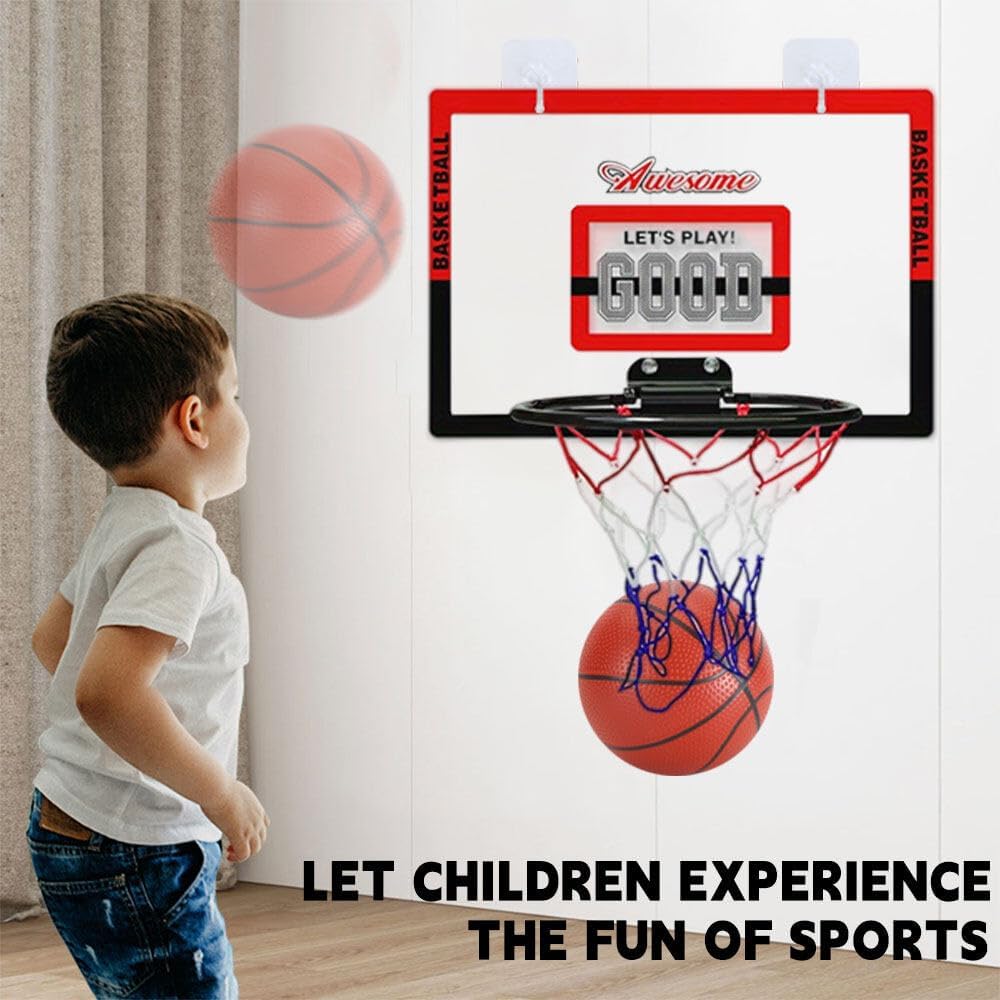 GmeDhc Basketballkorb Indoor, Kinder Basketballkorb Set Mit 2 Ball, 1 Pumpe, 4 Haken, Mini Basketbal