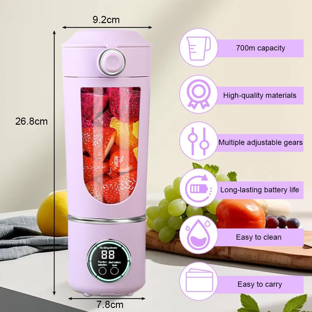 Tragbarer Mixer, 700 ml Mixer Smoothie, Mini-Standmixer mit 12 Edelstahlklingen und Digitalanzeige,