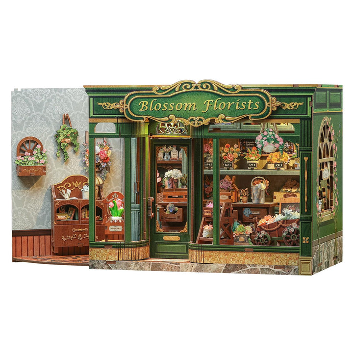 CUTEBEE Book Nook Kit - DIY Holz Miniature House Blumenladen-Stil, Miniatur Haus Selber Bauen Puppen