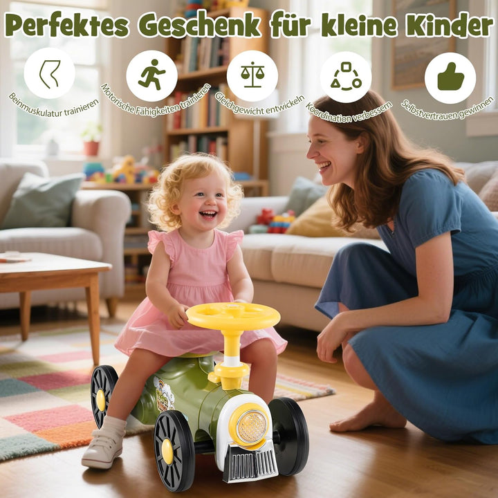 COSTWAY Rutschauto, Rutschfahrzeug mit Lenkrad & Zugpfeifton-Taste & Stauraum unter Sitz, Rutscher K