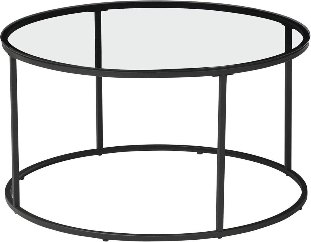 [en.casa] Couchtisch Kolari 45 x 80 cm Beistelltisch Wohnzimmertisch Glastisch Sofatisch rund Rauchg
