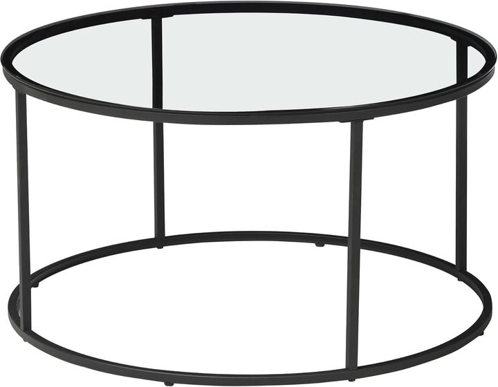 [en.casa] Couchtisch Kolari 45 x 80 cm Beistelltisch Wohnzimmertisch Glastisch Sofatisch rund Rauchg