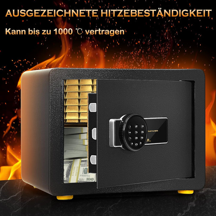 GOPLUS Elektronischer Safe, Feuerfester Möbeltresor mit Zahlenschloss, Schlüssel & Alarmsystem, Wand