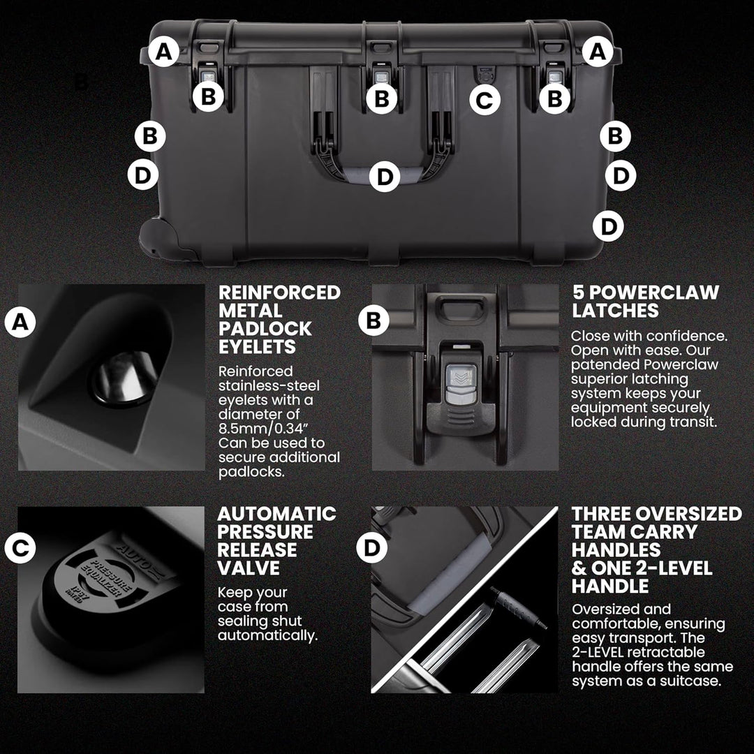 Nanuk 965 wasserdichte Handgepäcktasche mit Deckel-Organizer und gepolsterter Trennwand mit Rädern,