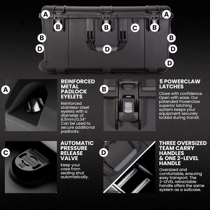 Nanuk 965 wasserdichte Handgepäcktasche mit Deckel-Organizer und gepolsterter Trennwand mit Rädern,