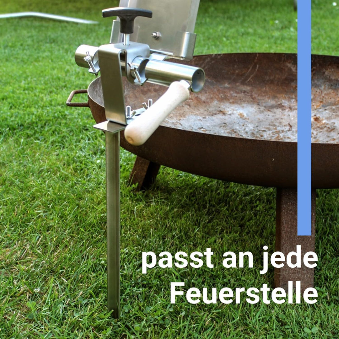 Flammlachsbrett Edelstahl Flameboard 600x180 mm, Erdanker, jür jedes Lagerfeuer, stufenloser Garwink
