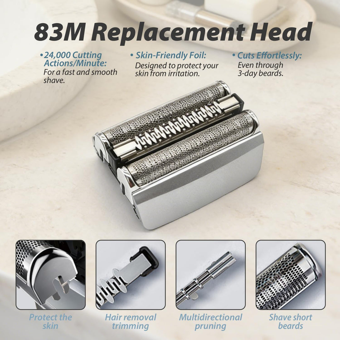 2er Pack 83M Ersatzscherköpfe, Kompatibel mit Braun Series 8 (8370cc, 8340s, 8350s) – Silber, Kompat
