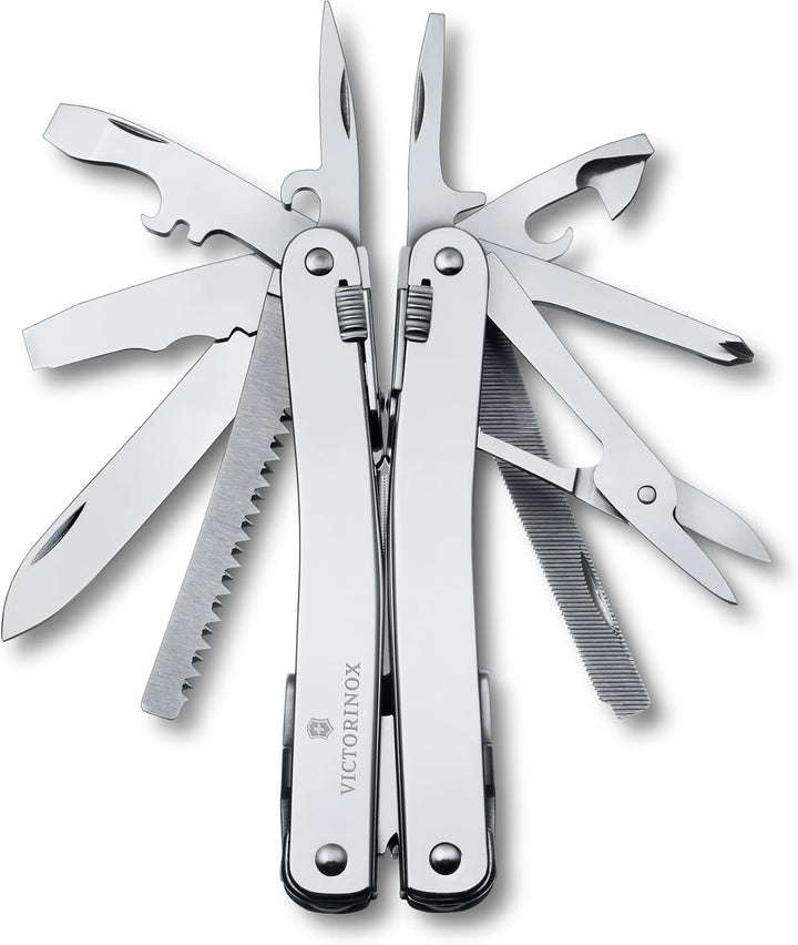 Victorinox, Multifunktionswerkzeug, Swiss Tool Spirit X, Silber (24 Funktionen, Feststellklinge, Kom