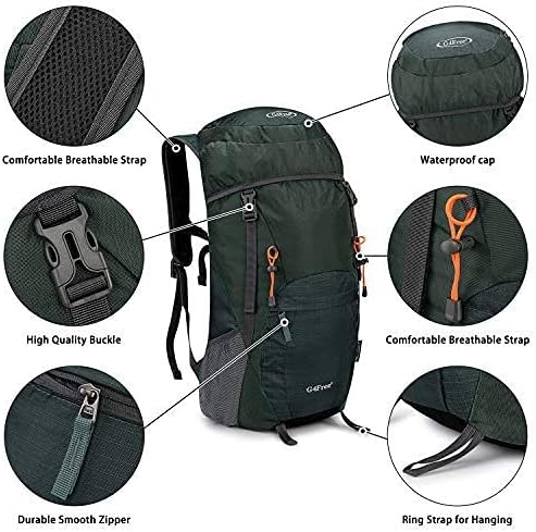 G4Free 40L Faltbarer Rucksack, Wanderrucksäcke Ultraleicht, Wasserdichter Trekkingrucksack Daypack D